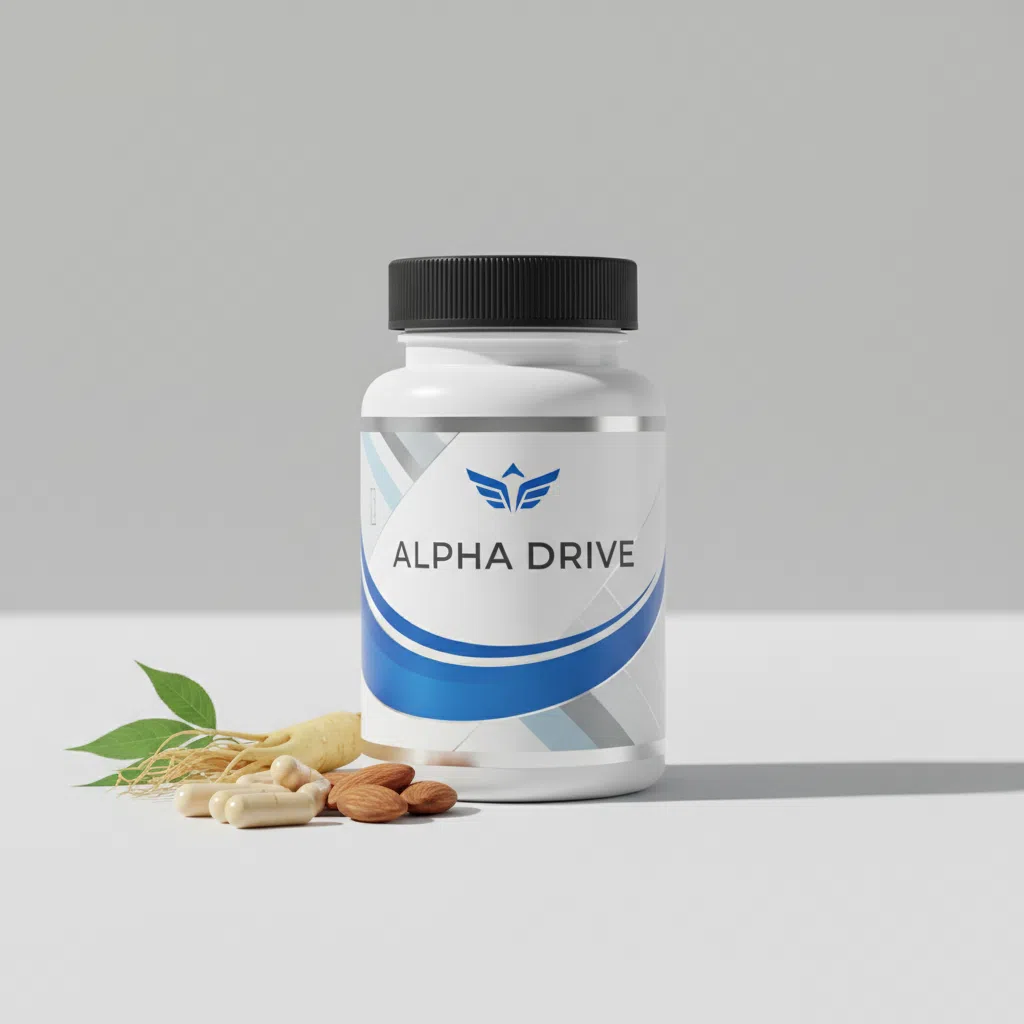 Alpha Drive kosttillskott, vit burk med hexagonmönster, 60 kapslar